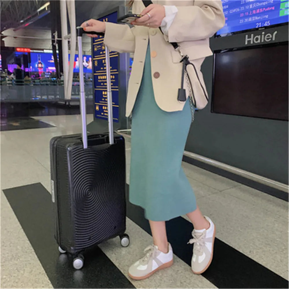 Korean Style Beige Black Green Purple Tube Skirt Women's Knit Straight Skirt With Slit High Waist Long Pencil Skirt Womens