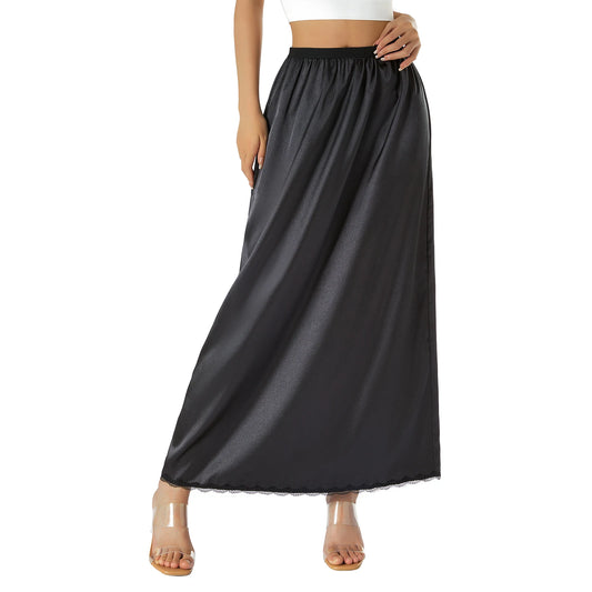 Solid Purple Satin Silk Skirt Women High Waisted Summer Long Skirt New 2022 Elegant Ladies Office Skirts Midi Spring